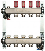 HERZ rozdeľovač s prietokomermi, 4-okruhový, nerez